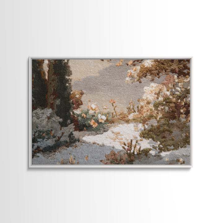 Sunlit Meadow with Delicate Flowers Framed Canvas Print, Guest Bedroom Art, Poster, Bedroom Decor, Watercolor Art, Guest, GBA-3x2-91