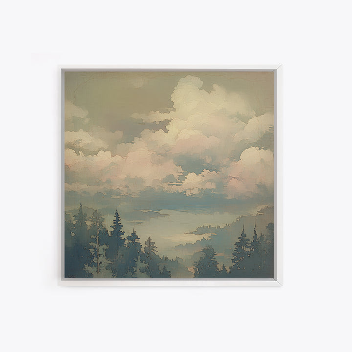 Romantic Cloudscape with Blush and Cream Tones Canvas Print, General Fine Art, Large Wall Art, Living Room Decor, Fine Art, GEN-1x1-18
