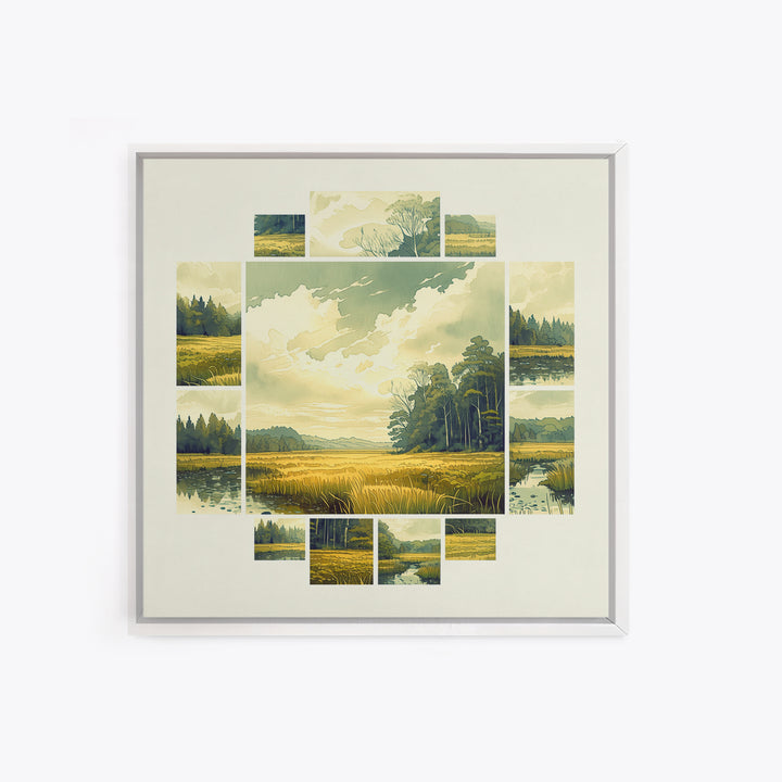 Moody Forest Clearing Framed Canvas Print, General Fine Art, Gallery Decor, Living Room Decor, Fine Art, Wall Art, GEN-1x1-32