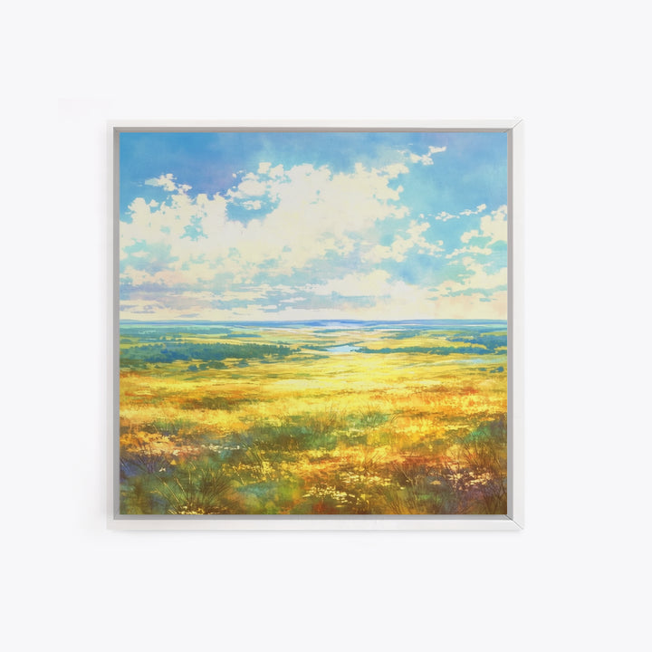 Sunlit Meadow with Loose Impressionist Brushwork Canvas Print, General Fine Art, Gallery Decor, Living Room Decor, GEN-1x1-38