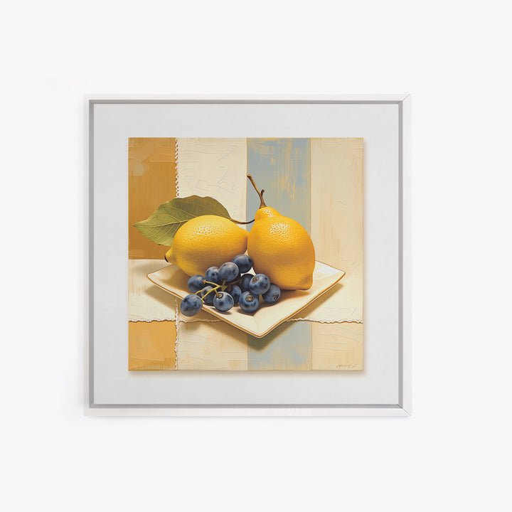 Simple Still Life of Fruit and Linen Framed Canvas Print, General Fine Art, Room Decor, Living Room Decor, Abstract Art, GEN-1x1-40