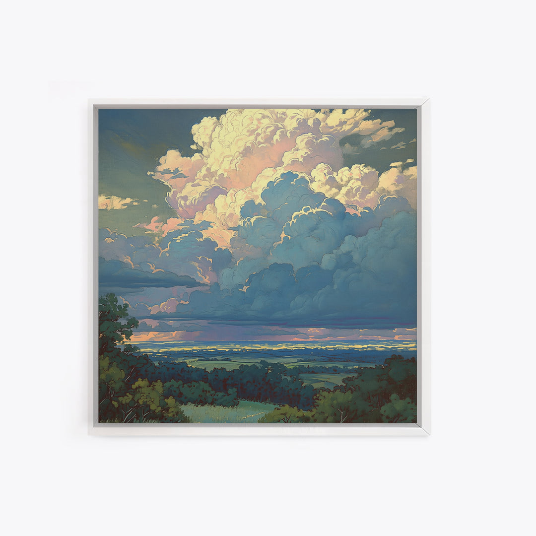 Romantic Cloudscape with Blush and Cream Tones Canvas Print, General Fine Art, Canvas Wall Art, Living Room Decor, GEN-1x1-42