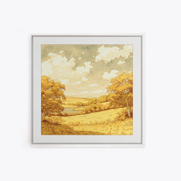 Elegant Ink Wash Landscape Framed Canvas Print, General Fine Art, Art Print, Living Room Decor, Watercolor Art, GEN-1x1-44
