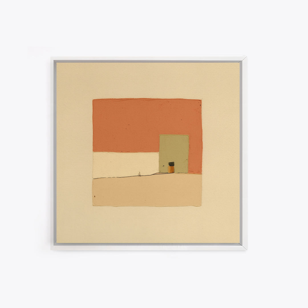 Minimal Black Line Figure on Textured Paper Canvas Print, General Fine Art, Bedroom Decor, Living Room Decor, GEN-1x1-51