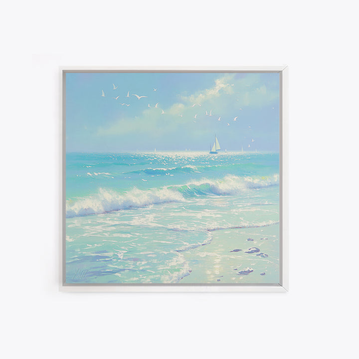 Coastal Water Study Framed Canvas Print, General Fine Art, Textured Painting, Living Room Decor, Fine Art, Art Prints, GEN-1x1-53