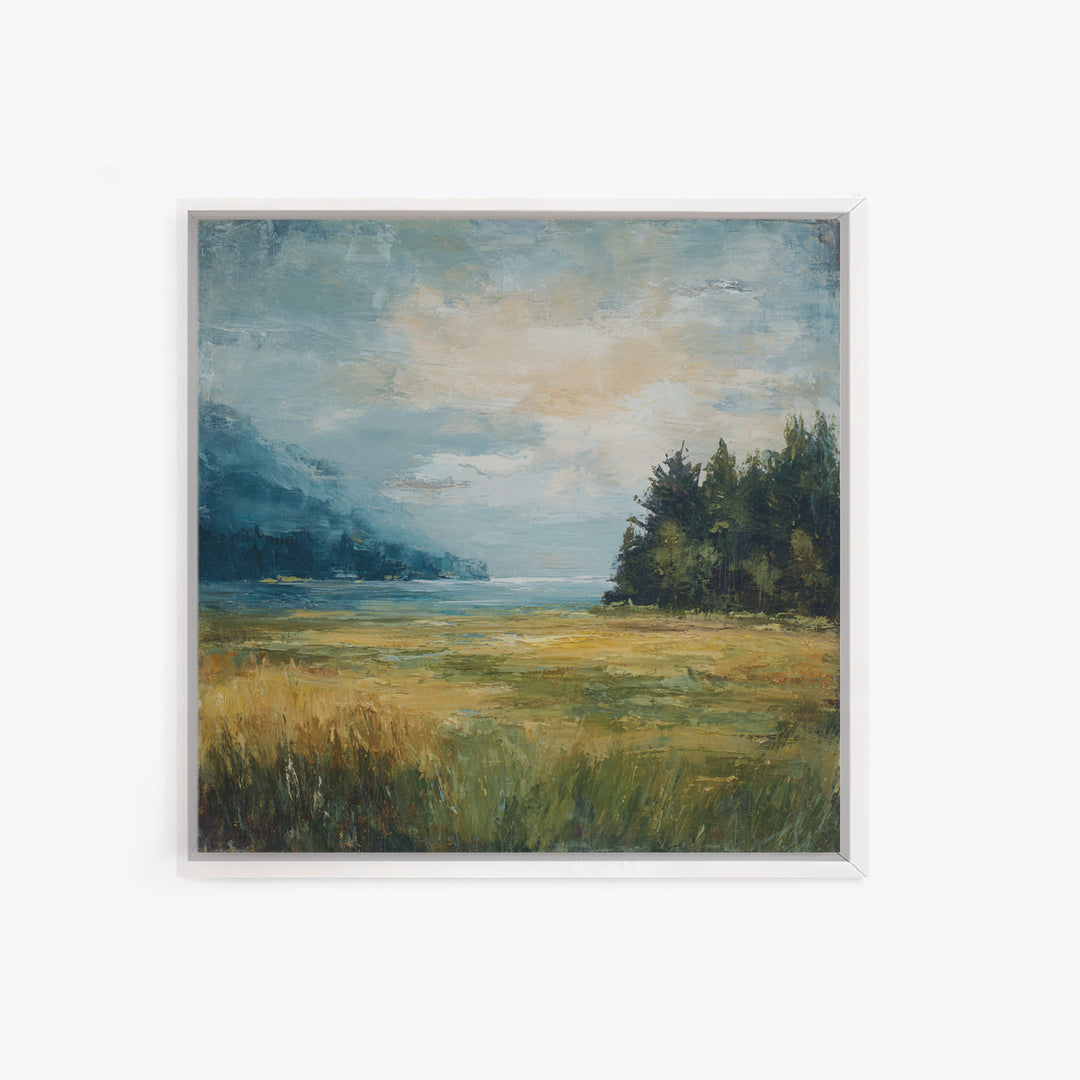 Sunlit Meadow with Loose Impressionist Brushwork Canvas Print, General Fine Art, Gallery Decor, Living Room Decor, GEN-1x1-62