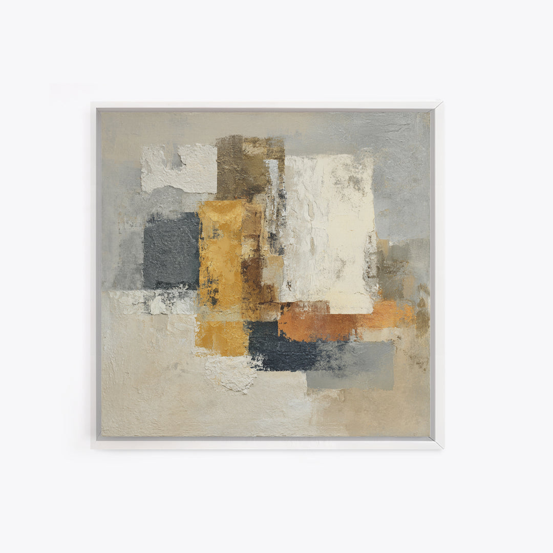 Earthy Plaster Texture Abstract Framed Canvas Print, General Fine Art, Neutral Decor, Living Room Decor, Fine Art, GEN-1x1-63