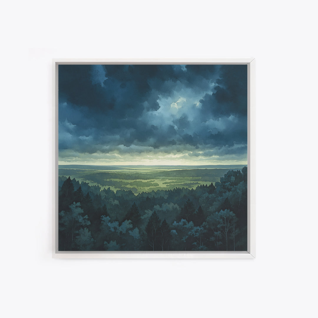 Moody Forest Clearing Framed Canvas Print, General Fine Art, Digital Prints, Living Room Decor, Oil Painting, GEN-1x1-8