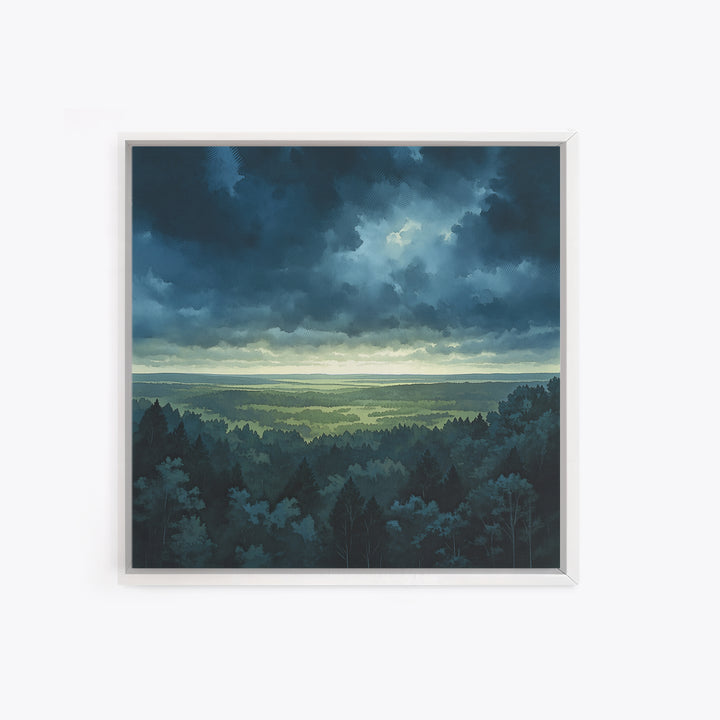 Moody Forest Clearing Framed Canvas Print, General Fine Art, Digital Prints, Living Room Decor, Oil Painting, GEN-1x1-8