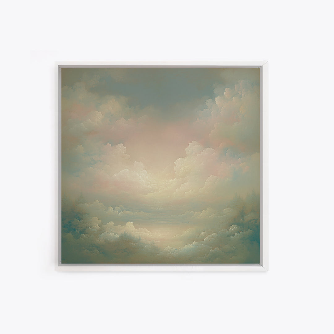 Romantic Cloudscape with Blush and Cream Tones Canvas Print, General Fine Art, Neutral Decor, Living Room Decor, Fine Art, GEN-1x1-90
