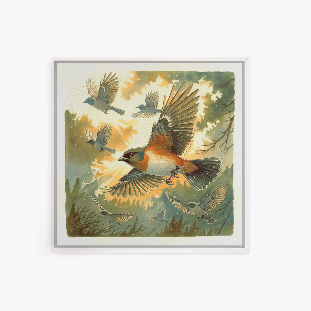 Minimal Birds in Flight over an Open Canvas Print, General Fine Art, Modern Decor, Living Room Decor, Fine Art, GEN-1x1-94
