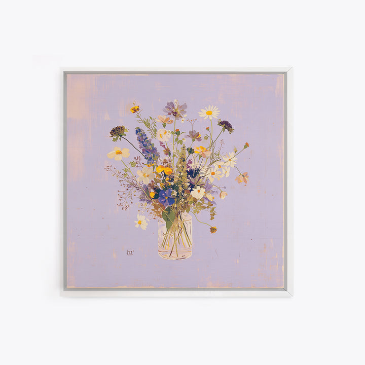 Classic Oil Painted Vase of Wildflowers Canvas Print, General Fine Art, Fine Art Print, Living Room Decor, Watercolor Art, GEN-1x1-95