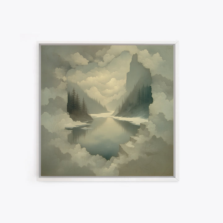 Quiet Abstract River Shape Framed Canvas Print, General Fine Art, Painting, Living Room Decor, Abstract Art, GEN-1x1-96