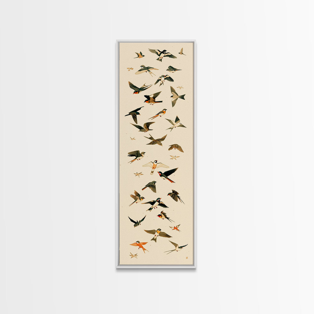 Minimal Birds in Flight over an Open Canvas Print, General Fine Art, Art Nouveau, Living Room Decor, Fine Art, GEN-1x3-10