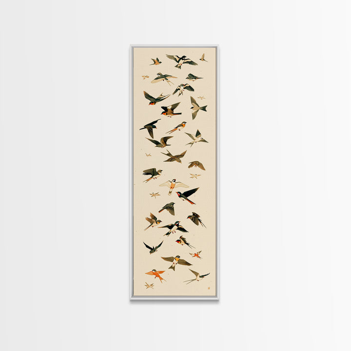 Minimal Birds in Flight over an Open Canvas Print, General Fine Art, Art Nouveau, Living Room Decor, Fine Art, GEN-1x3-10