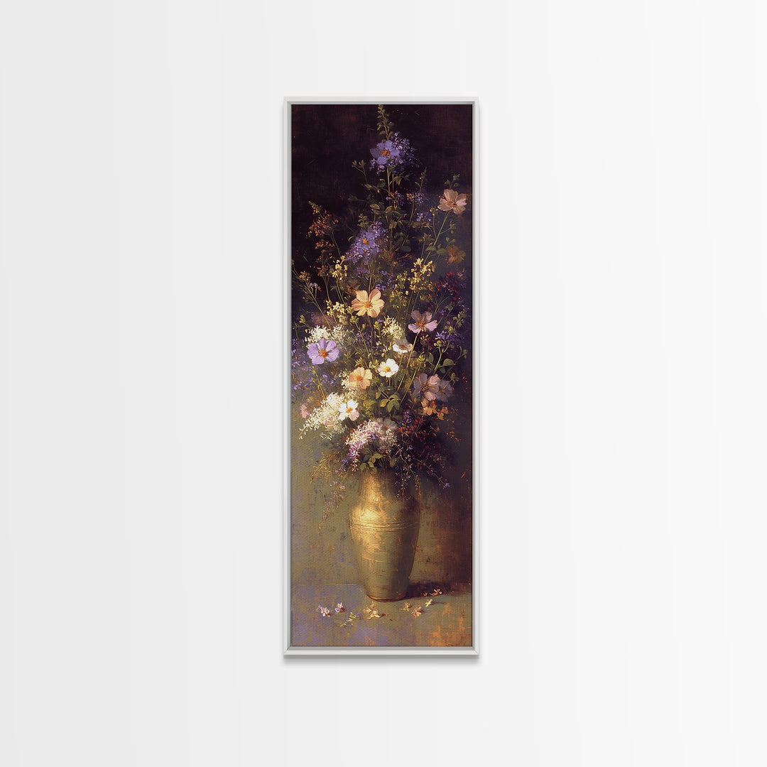 Classic Oil Painted Vase of Wildflowers Canvas Print, General Fine Art, Mid Century Modern, Living Room Decor, Fine Art, GEN-1x3-11
