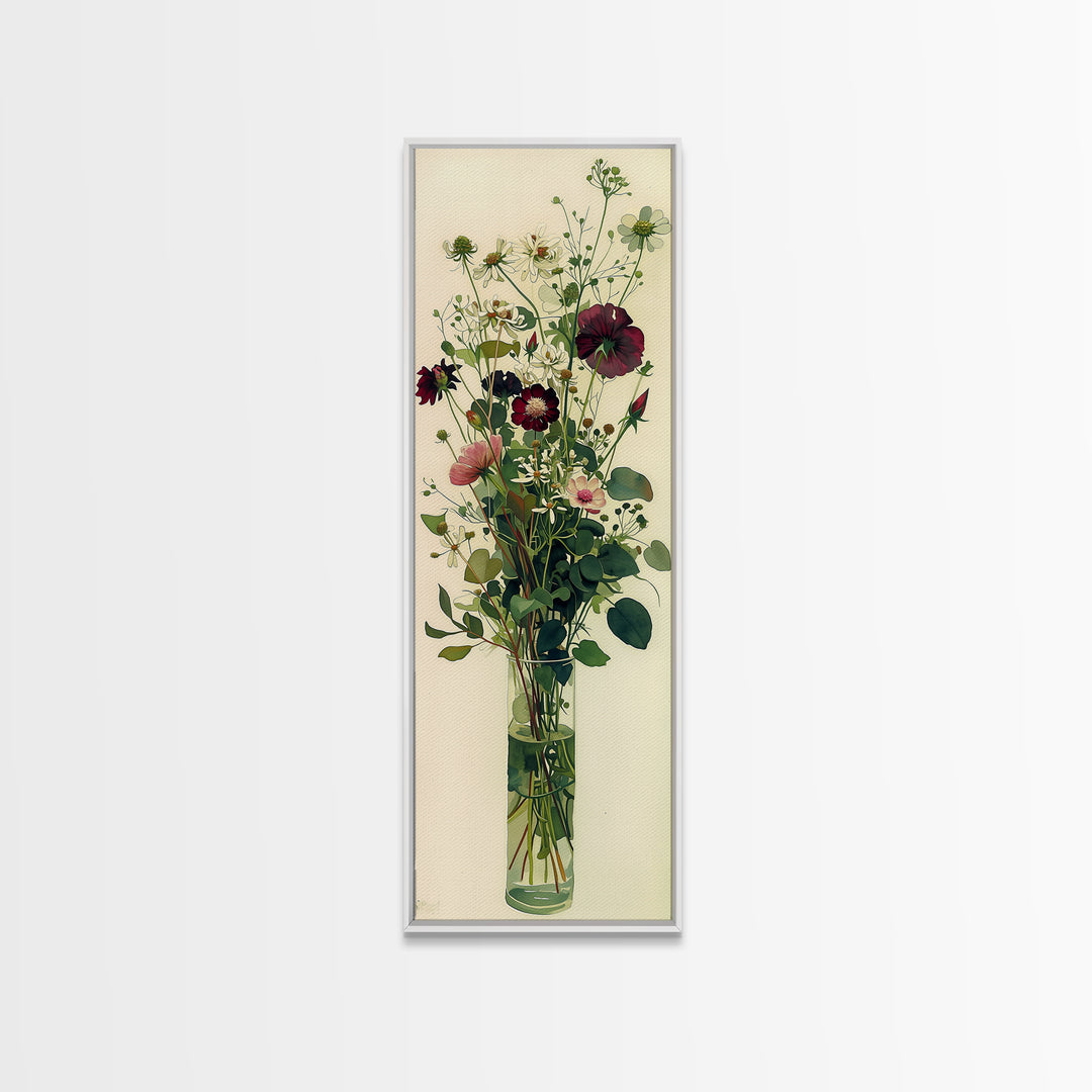 Classic Oil Painted Vase of Wildflowers Canvas Print, General Fine Art, Art Print, Living Room Decor, Fine Art, GEN-1x3-35