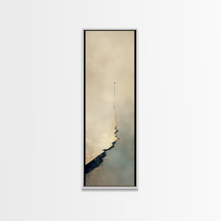 Minimal Black Line Figure on Textured Paper Canvas Print, General Fine Art, Bedroom Decor, Living Room Decor, Oil Painting, GEN-1x3-63