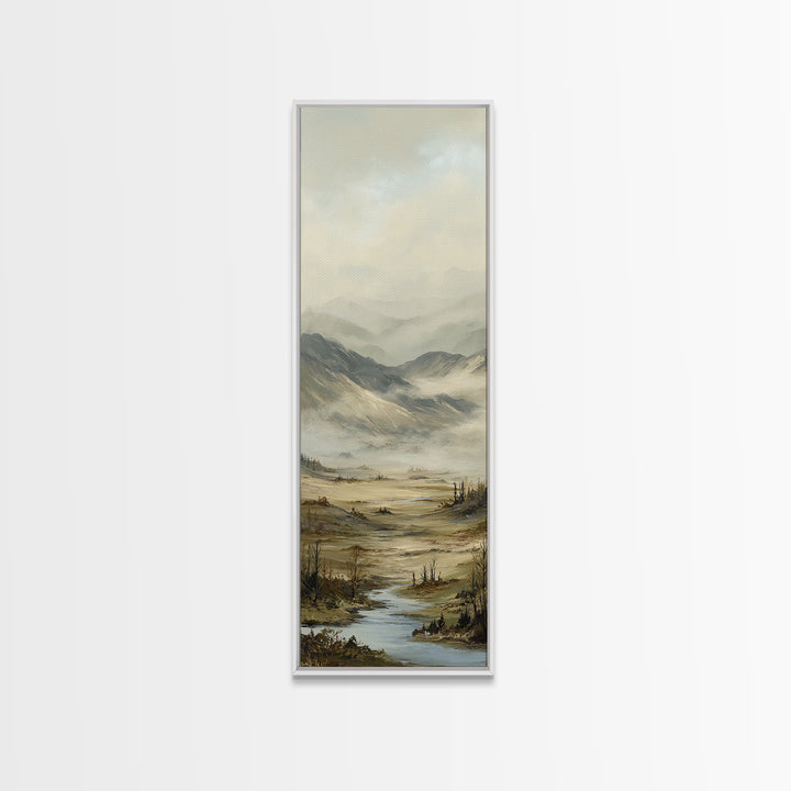 Misty Mountain Valley Framed Canvas Print, General Fine Art, Oil Painting, Living Room Decor, Fine Art, Gallery Decor, GEN-1x3-64