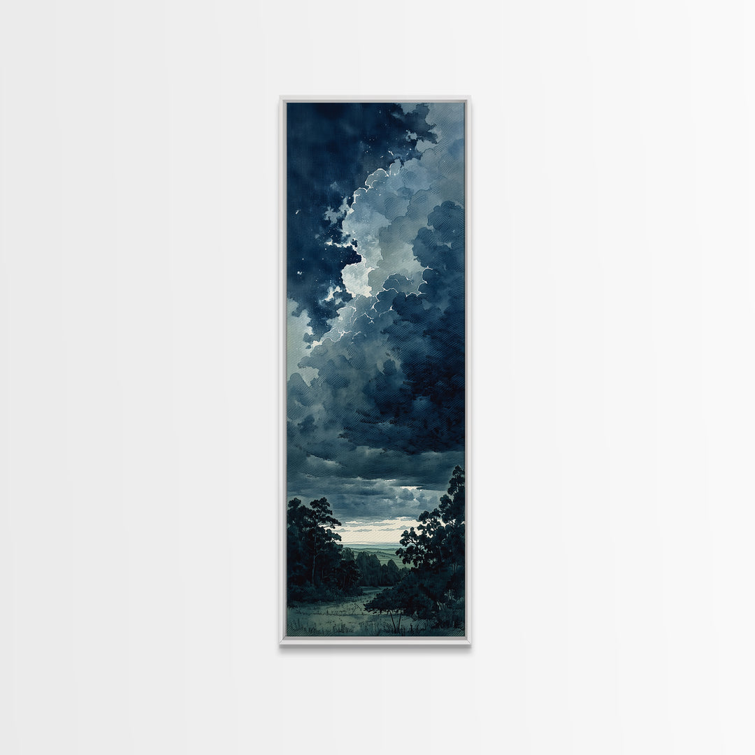 Elegant Ink Wash Landscape Framed Canvas Print, General Fine Art, Contemporary Art, Living Room Decor, Fine Art, GEN-1x3-8