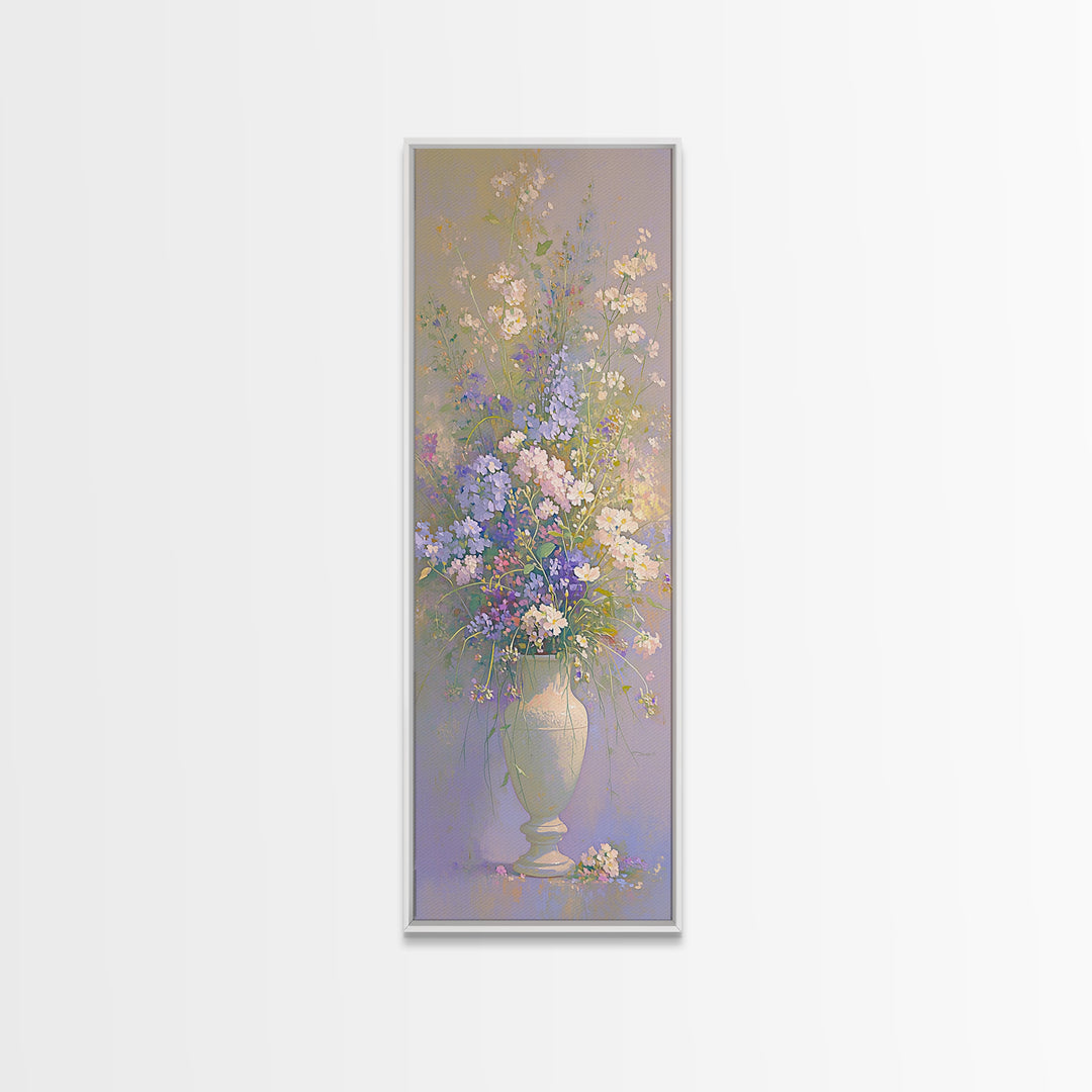 Classic Oil Painted Vase of Wildflowers Framed Canvas Print, General Fine Art, Canvas Art, Living Room Decor, Watercolor Art, GEN-1x3-83
