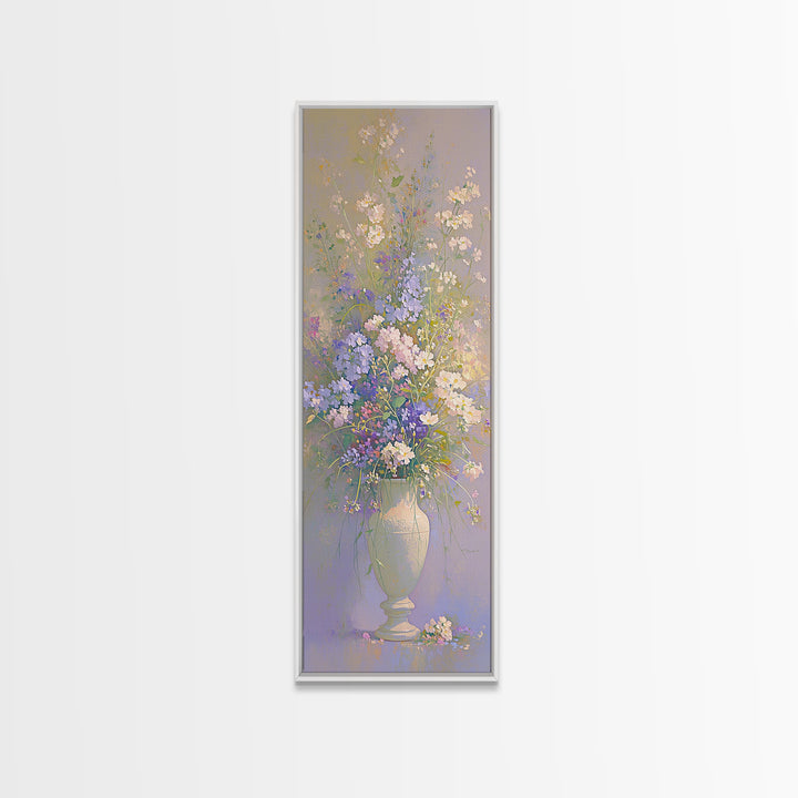 Classic Oil Painted Vase of Wildflowers Framed Canvas Print, General Fine Art, Canvas Art, Living Room Decor, Watercolor Art, GEN-1x3-83
