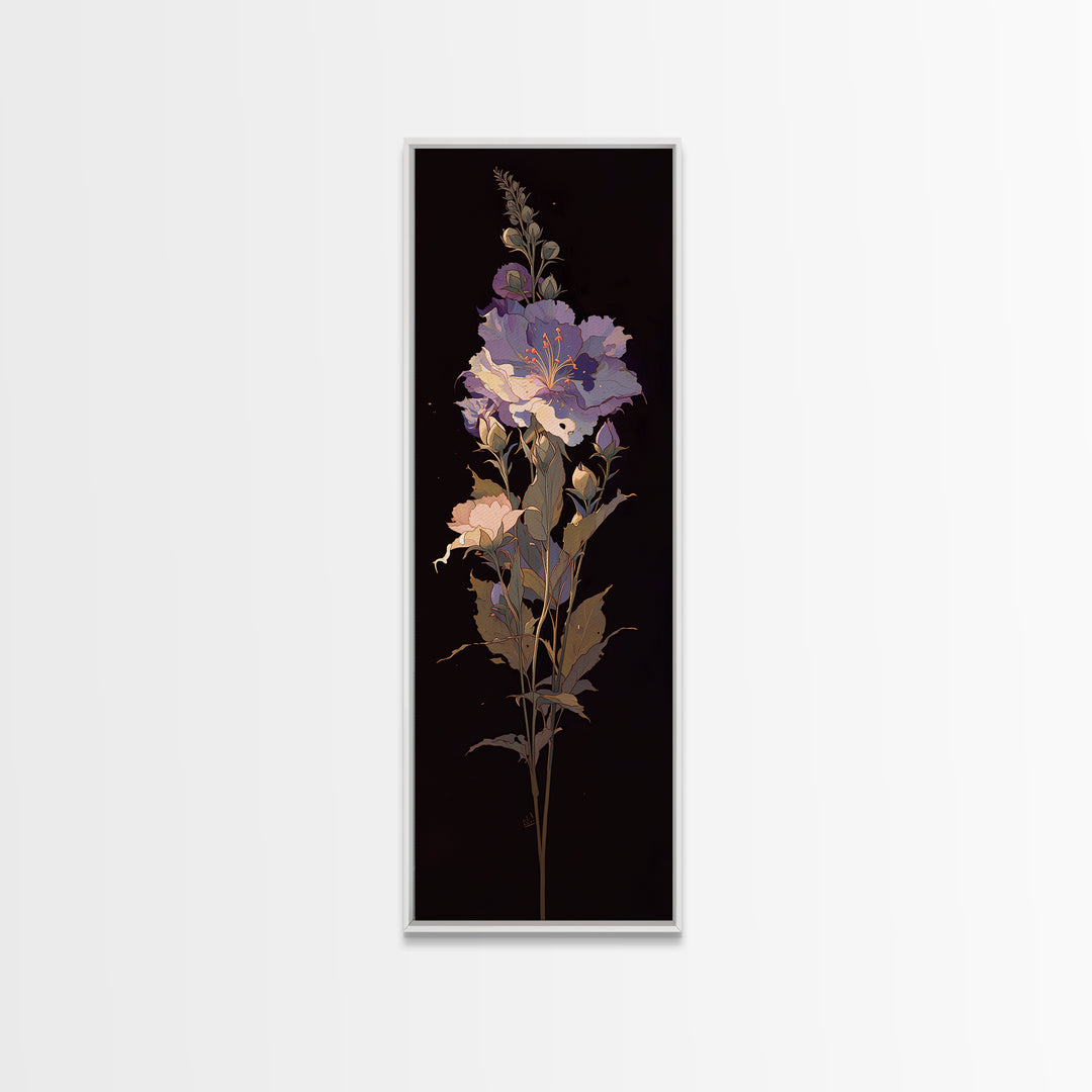 Single Sculptural Flower on a Dark Ground Canvas Print, General Fine Art, Painting, Living Room Decor, Fine Art, GEN-1x3-93