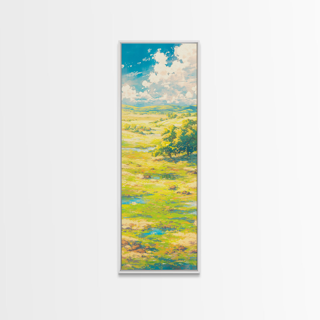 Sunlit Meadow with Loose Impressionist Brushwork Canvas Print, General Fine Art, Textured Painting, Living Room Decor, GEN-1x3-98