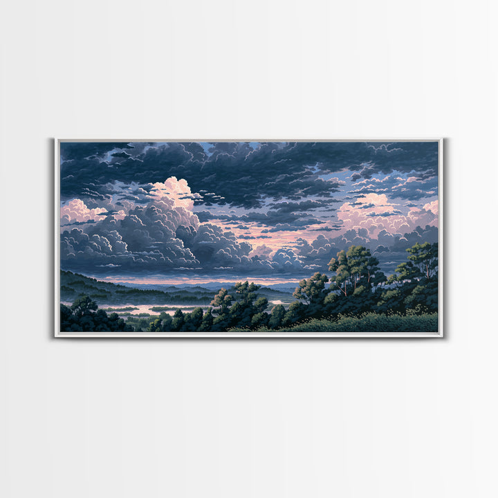 Romantic Cloudscape with Blush and Cream Tones Canvas Print, General Fine Art, Luxury Decor, Living Room Decor, GEN-2x1-14