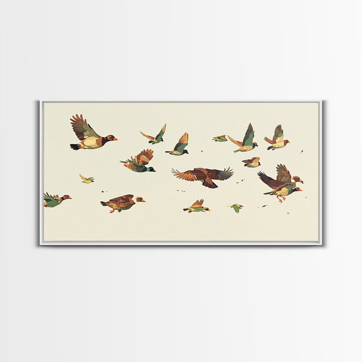 Minimal Birds in Flight over an Open Framed Canvas Print, General Fine Art, Room Decor, Living Room Decor, Fine Art, GEN-2x1-18