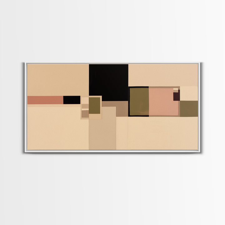 Modern Geometric Composition Framed Canvas Print, General Fine Art, Minimalist Decor, Living Room Decor, Fine Art, GEN-2x1-30