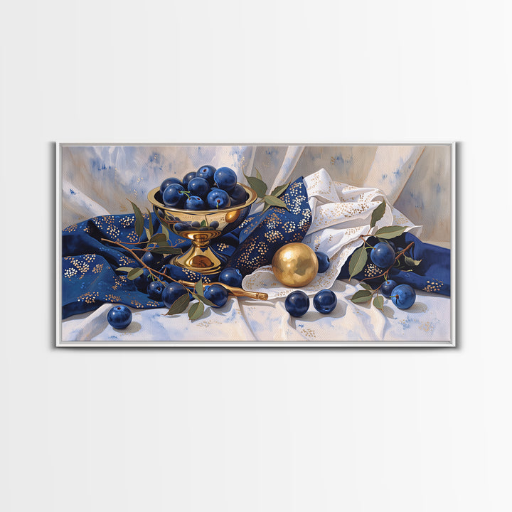 Simple Still Life of Fruit and Linen Canvas Print, General Fine Art, Home Decor, Living Room Decor, Abstract Art, GEN-2x1-36