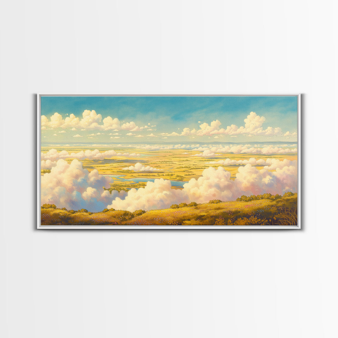 Romantic Cloudscape with Blush and Cream Tones Canvas Print, General Fine Art, Luxury Decor, Living Room Decor, GEN-2x1-38