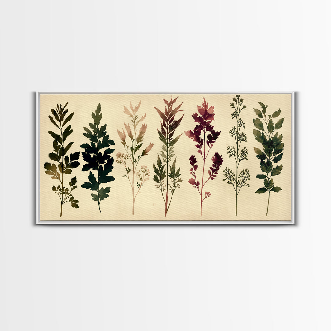 Botanical Silhouette Series Canvas Print, General Fine Art, Painting, Living Room Decor, Fine Art, Oil Painting, GEN-2x1-41