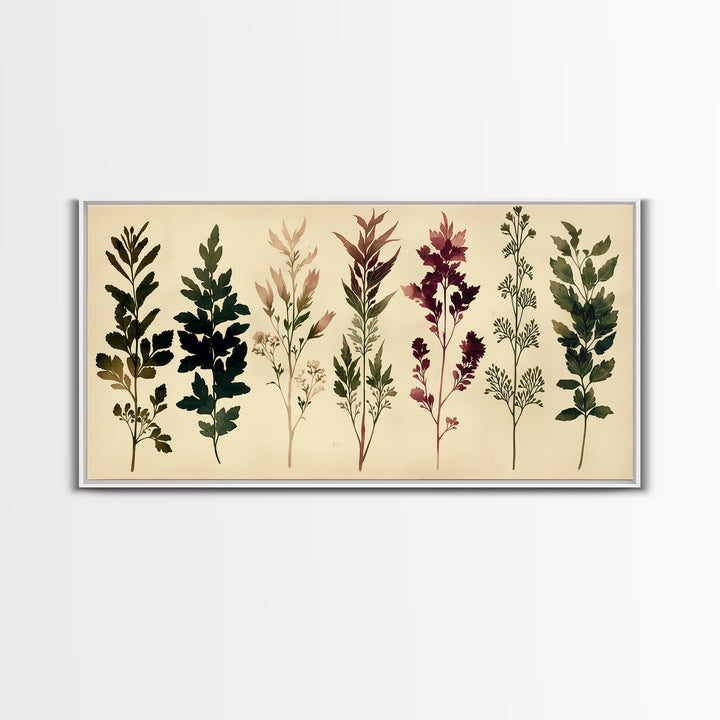 Botanical Silhouette Series Canvas Print, General Fine Art, Painting, Living Room Decor, Fine Art, Oil Painting, GEN-2x1-41