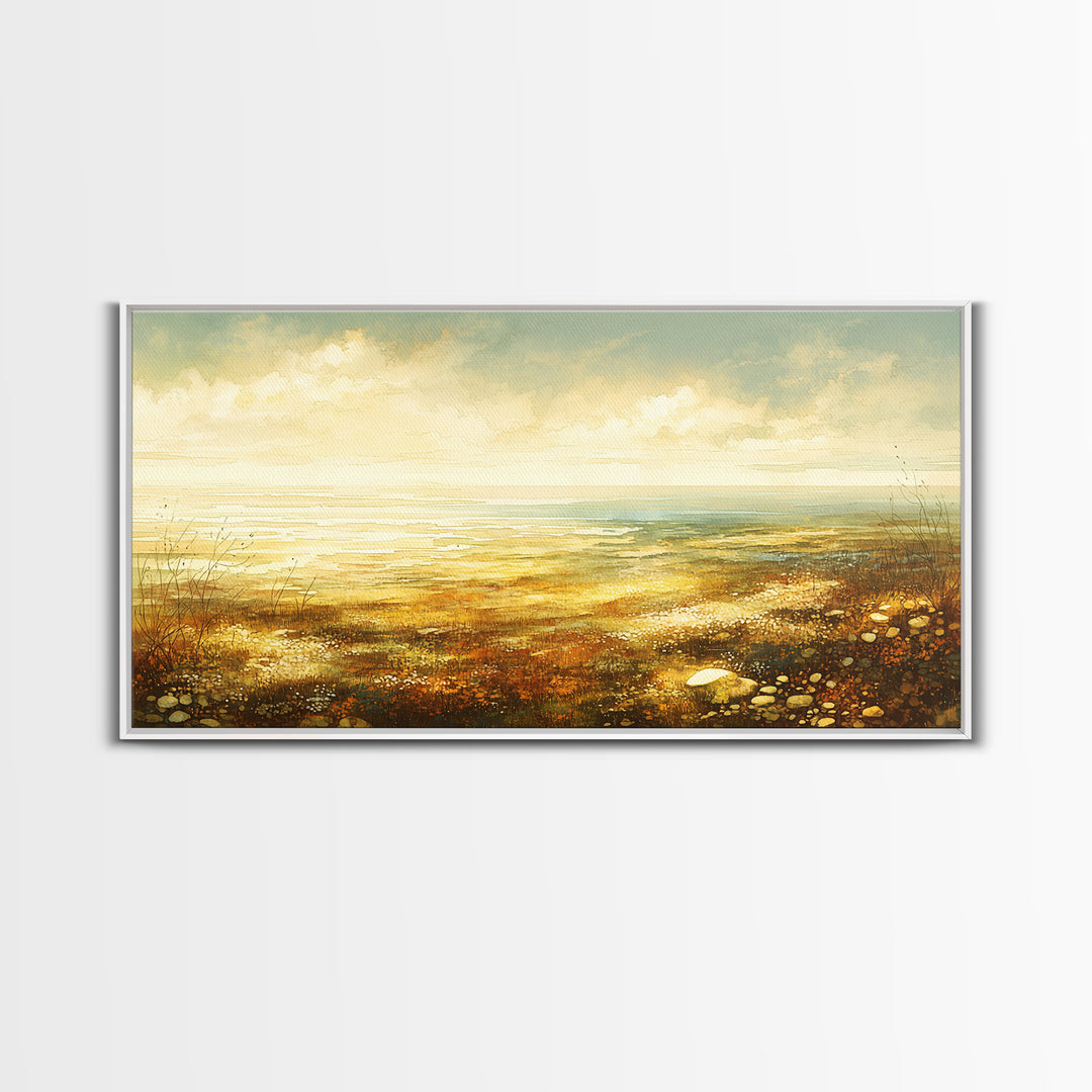 Quiet Abstract Landscape Framed Canvas Print, General Fine Art, Printable, Living Room Decor, Oil Painting, Framed Wall Art, GEN-2x1-45