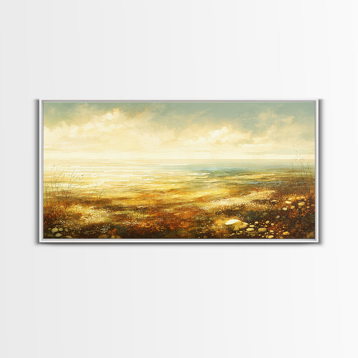 Quiet Abstract Landscape Framed Canvas Print, General Fine Art, Printable, Living Room Decor, Oil Painting, Framed Wall Art, GEN-2x1-45