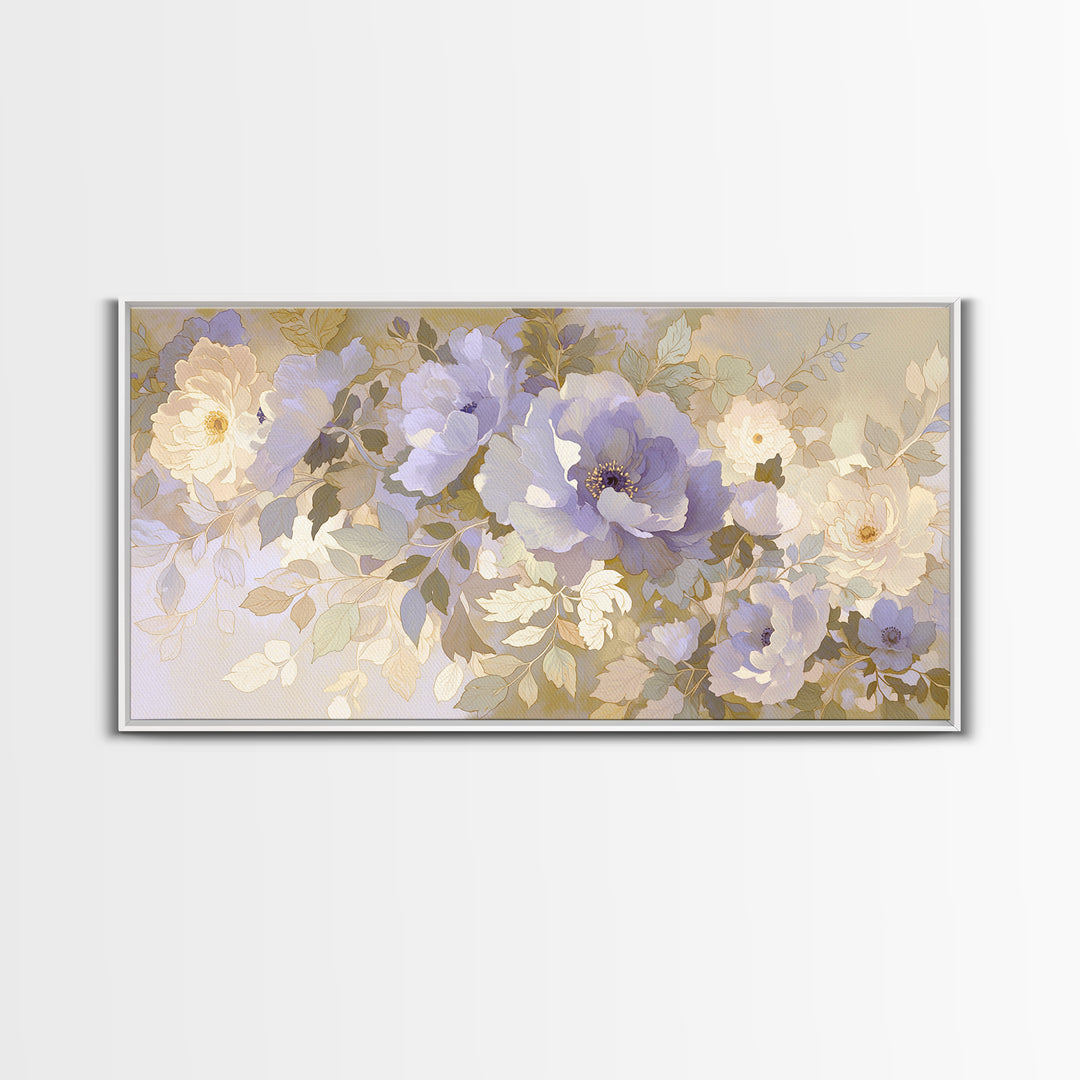Large Neutral Floral Study Framed Canvas Print, General Fine Art, Poster, Living Room Decor, Fine Art, Wall Art Prints, GEN-2x1-46