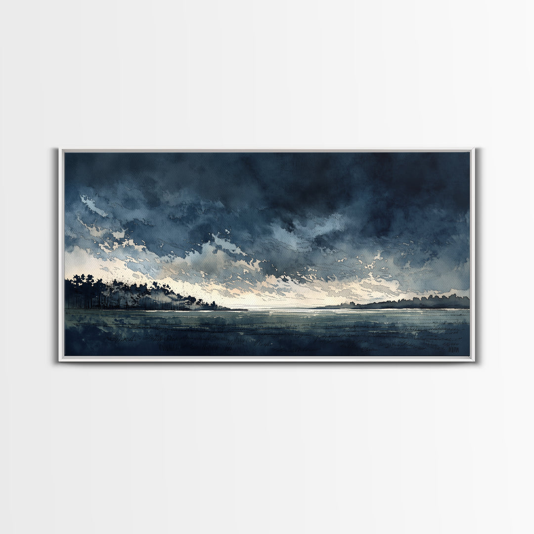 Elegant Ink Wash Landscape Canvas Print, General Fine Art, Digital Prints, Living Room Decor, Oil Painting, Large Wall Art, GEN-2x1-64