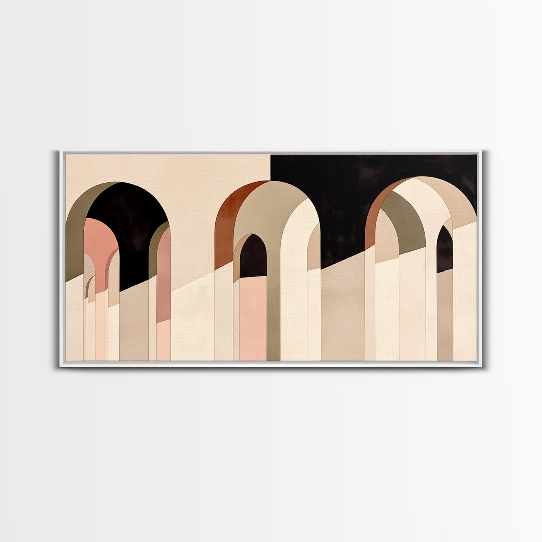Monochrome Architectural Arch Composition Canvas Print, General Fine Art, Luxury Decor, Living Room Decor, Wall Art Prints, GEN-2x1-8