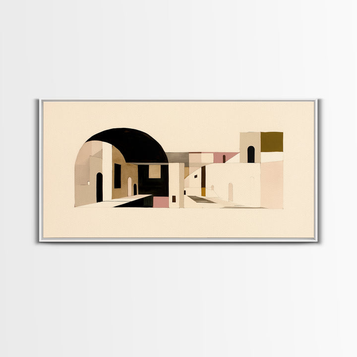 Monochrome Architectural Arch Composition Framed Canvas Print, General Fine Art, Original Painting, Living Room Decor, Fine Art, GEN-2x1-80