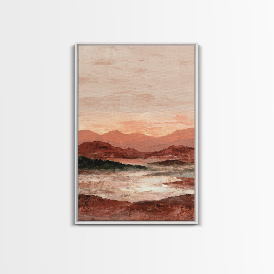 Serene Desert Horizon Framed Canvas Print, General Fine Art, Digital Prints, Living Room Decor, Oil Painting, GEN-2x3-1
