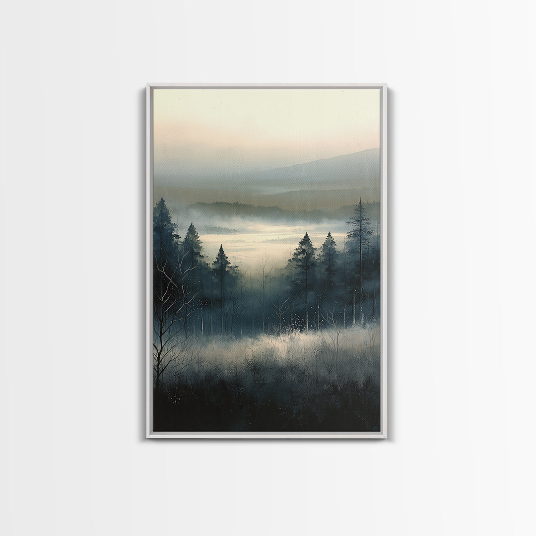 Elegant Ink Wash Landscape Framed Canvas Print, General Fine Art, Wall Decor, Living Room Decor, Fine Art, Original Painting, GEN-2x3-100