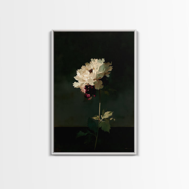 Single Sculptural Flower on a Dark Ground Framed Canvas Print, General Fine Art, Digital Art, Living Room Decor, Fine Art, GEN-2x3-17