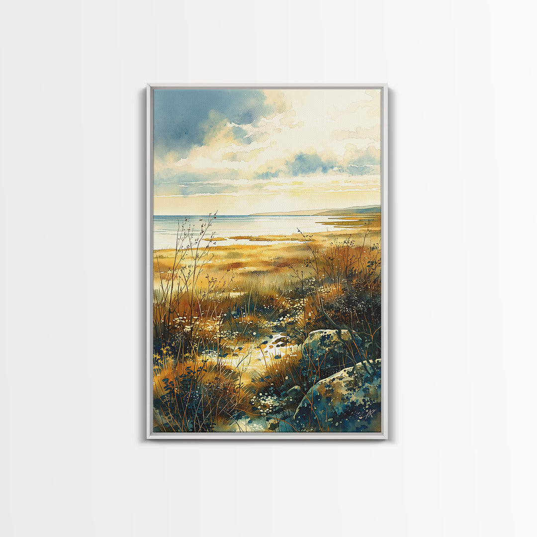 Quiet Abstract Landscape Framed Canvas Print, General Fine Art, Wall Art Prints, Living Room Decor, Watercolor Art, GEN-2x3-33
