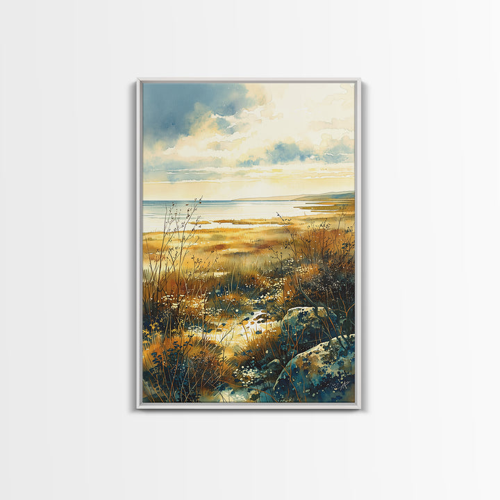 Quiet Abstract Landscape Framed Canvas Print, General Fine Art, Wall Art Prints, Living Room Decor, Watercolor Art, GEN-2x3-33