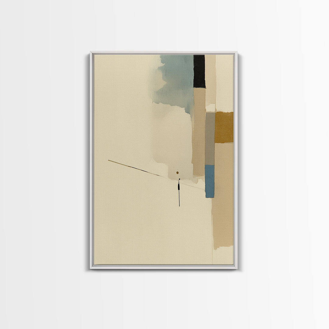 Minimal Black Line Figure on Textured Paper Canvas Print, General Fine Art, Print, Living Room Decor, Fine Art, GEN-2x3-35