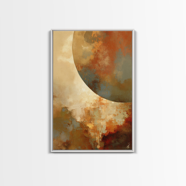 Warm Terracotta Abstract Framed Canvas Print, General Fine Art, Painting, Living Room Decor, Abstract Art, Oil Painting, GEN-2x3-38