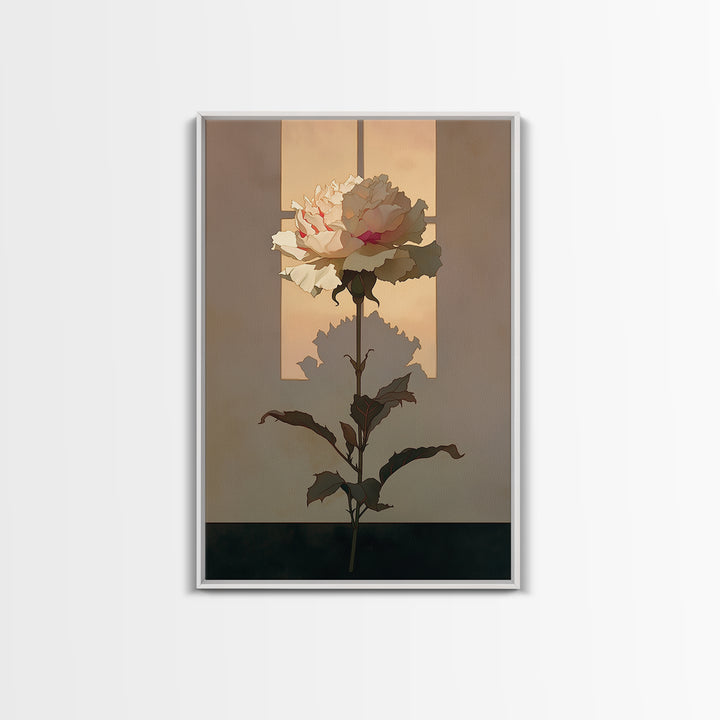 Single Sculptural Flower on a Dark Ground Framed Canvas Print, General Fine Art, Digital Art, Living Room Decor, Fine Art, GEN-2x3-41