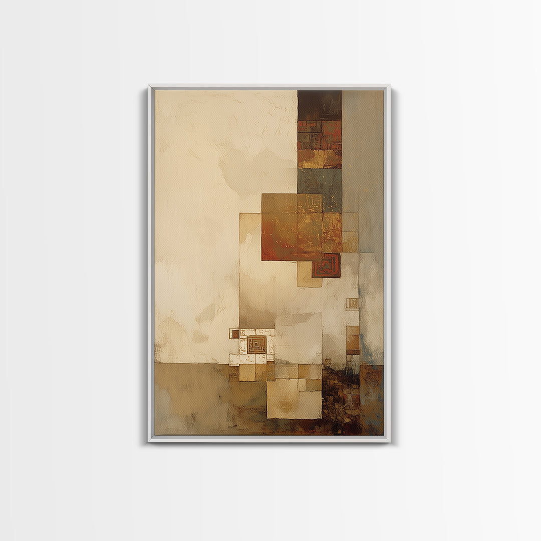Earthy Plaster Texture Abstract Framed Canvas Print, General Fine Art, Digital Art, Living Room Decor, Fine Art, GEN-2x3-47